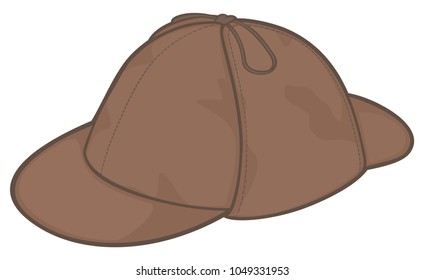 Sherlock Holmes hat vector illustration (detective cap)