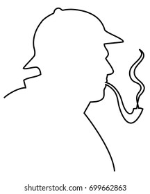 Sherlock Holmes one line drawing