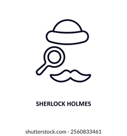 sherlock holmes outline icon.  Thin line icon from education collection. Editable vector isolated on white background