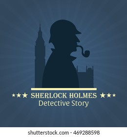 Sherlock Holmes poster. Baker street 221B. London. Big Ben