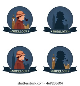 Sherlock Holmes poster. Baker street 221B. London. Big Ben