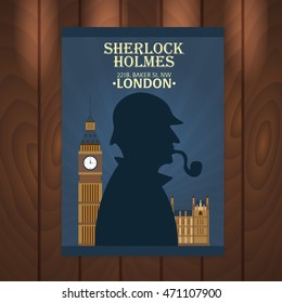 Sherlock Holmes poster. Baker street 221B. London. Big Ban