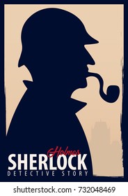 Sherlock Holmes poster. Detective illustration.