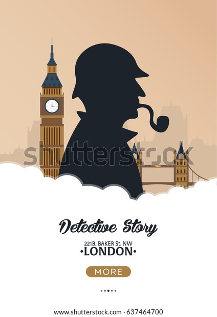 シャーロック ホームズのポスター 探偵イラスト シャーロック ホームズとのイラトスベーカー街221b ロンドン 大きな禁止 のベクター画像素材 ロイヤリティフリー
