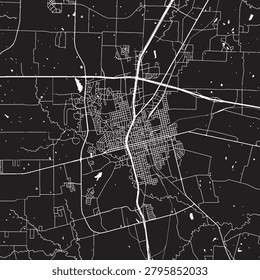 Sherman Texas Vector Map, Detailed City Street Map Black and White Minimalist Line Art