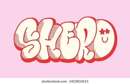 Shero graffiti lettering with a star eyes emoji vector illustration. Red and pink colors.