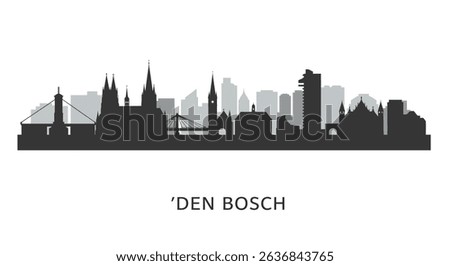 sHertogenbosch Skyline with Netherlands Cityscape Silhouette.