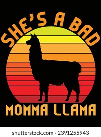 She's a bad momma llama - EPS file for cutting machine. You can edit and print this vector art with EPS editor.