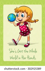 She's got the whole world in her hands illustration