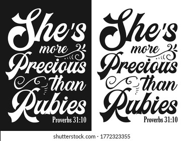 She's more precious than Rubies -Christian cross with Bible verse, Christian Runner Bible Verse Women's t-shirt Design, Bible quote, Inspirational Motivational Quote