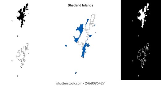 Shetland Islands blank outline map set