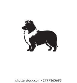 Shetland sheep dog vector icon design silhouette illustration.