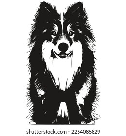 Shetland Sheepdog dog line art hand drawing vector logo black and white pets illustration
