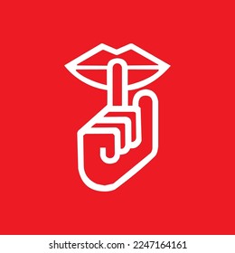 Shh icon, graphic resource template, vector illustration.