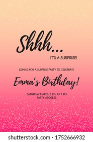 Shh... Surprise Secret Party Invitation Vector Design Card