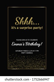 Shh... Surprise Secret Party Invitation Vector Design Card