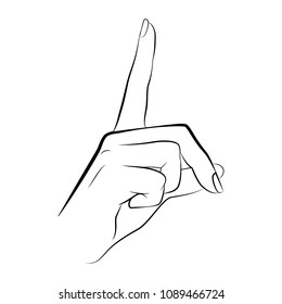 Shhh Hand Vector Line Drawing Icon