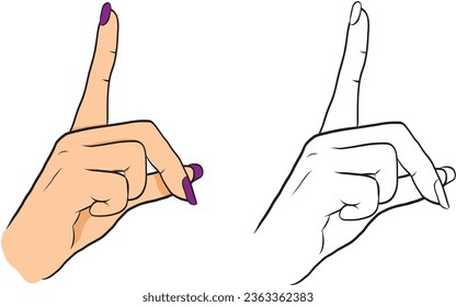 Shhh hand vector line drawing icon, quiet please sign hand