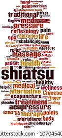 Shiatsu word cloud concept. Vector illustration