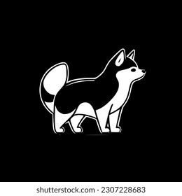 Shiba - Black and White Isolated Icon - Vector illustration