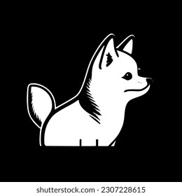 Shiba | Black and White Vector illustration