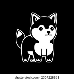 Shiba | Black and White Vector illustration