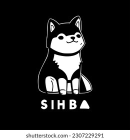 Shiba | Black and White Vector illustration