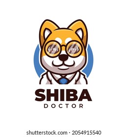 Shiba Doctor Creative Cartoon Dog Logo Design Mascot