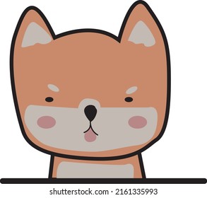 The Shiba dog is sitting. Shiba Inu dog smiling happily.