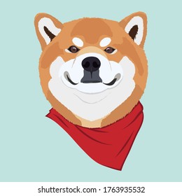 Shiba the Dog - Vector Illustration On Blue background