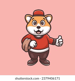 Shiba Dog Waiters Cartoon Illustration