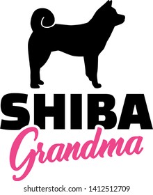 Shiba Grandma silhouette in black