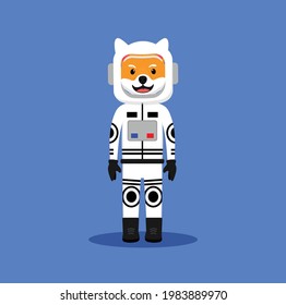 Shiba Inu as Astronaut Doggy in flat design