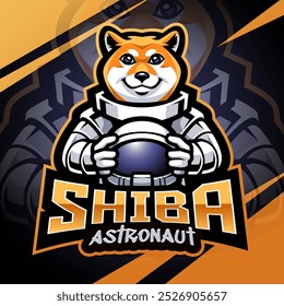 Shiba inu astronauta esport mascota logo diseño