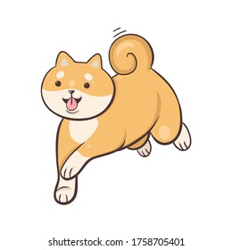 Shiba inu breed dog isolated on white background. Vector graphics.