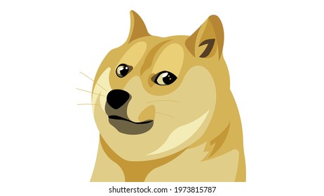 Shiba Inu. Breed of hunting dog from Japan. Meme Dog on white background. Symbol of DogeCoin. Vector illustration