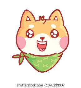 Shiba Inu character: cute, adorable, admire, wonder, amazed, smiling emotions with googly eyes. Set of dog illustrations in vector hand drawn cartoon style. As logo, mascot, sticker, emoji, emoticon