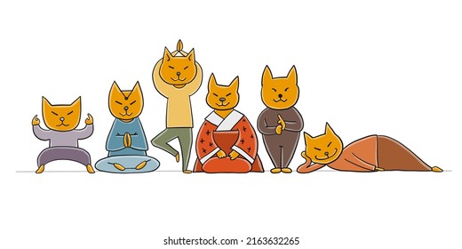 Shiba inu characters, yoga asanas for your design