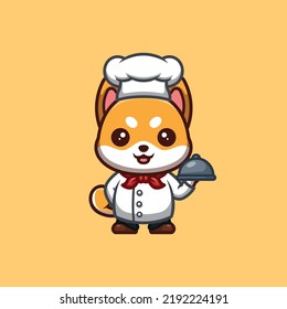 Shiba Inu Chef Cute Creative Kawaii Cartoon Mascot Logo
