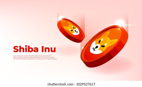 Shiba inu coin banner. SHIB coin cryptocurrency concept banner background.