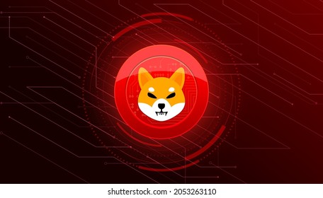 Shiba inu coin banner. SHIB coin cryptocurrency concept banner background.