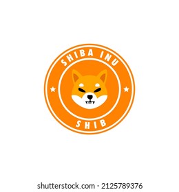 Shiba inu coin round logo icon. sign payment symbol. Crypto currency emblem circle vector illustration isolated on white background