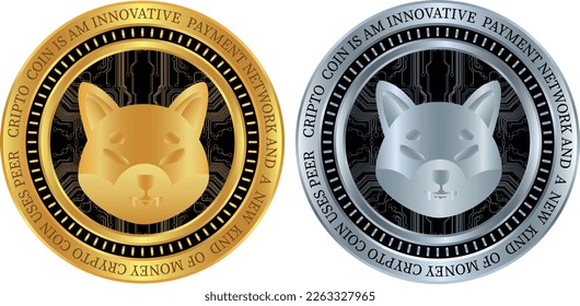 ilustraciones del vector de la moneda de shiba inu. 3.ª ilustración