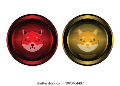 Shiba Inu coins button, (SHIB), shiba inu crypto, doge coins to the moon, crypto currency. for web, banner, sign, symbol, etc. vector eps10