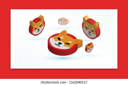 Shiba Inu Crypto Currency 3d Banner. SHIB Cryptocurrency Template Concept Banner, Background, Wallpaper.