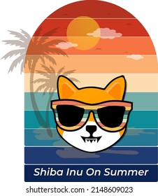 shiba inu crypto currency on summer background