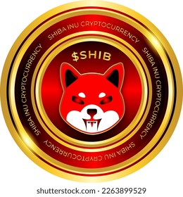 Shiba inu cryptocurrency golden red  symbol 