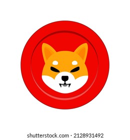 Shiba Inu cryptocurrency vector illustration. SHIB Coin in red colour. 