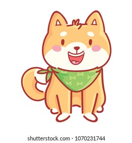 Shiba Inu: cute happy, adorable, admire, smiling, laugh emotions. Set of dog characters in vector hand drawn style, cartoon illustrations. As logo, mascot, sticker, emoji, emoticon