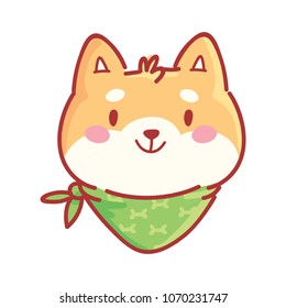 Shiba Inu: cute happy, adorable, admire, smiling, laugh emotions. Set of dog characters in vector hand drawn style, cartoon illustrations. As logo, mascot, sticker, emoji, emoticon